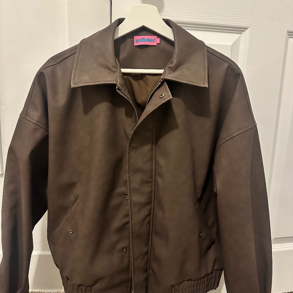 Edikted Brown Leather Jacket